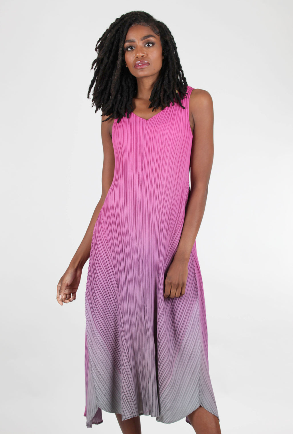 Alquema Long Estrella Dress, Fuchsia Ombre 