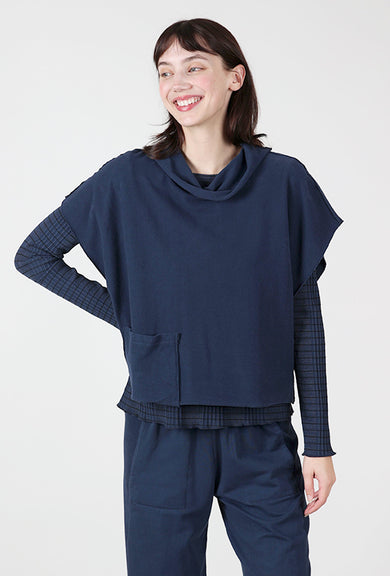 Fenini Fleece Cowl Topper, Denim 