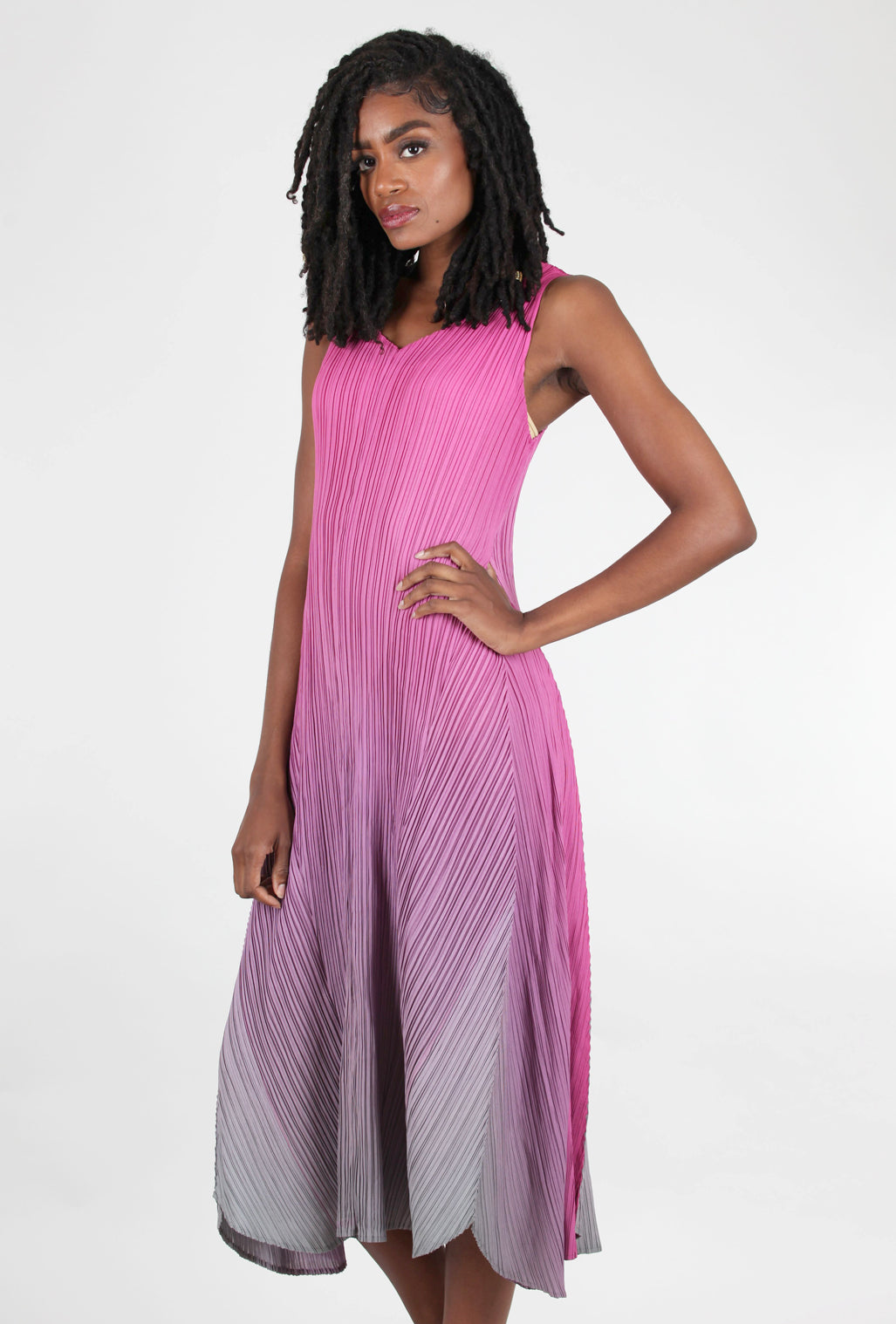 Alquema Long Estrella Dress, Fuchsia Ombre 