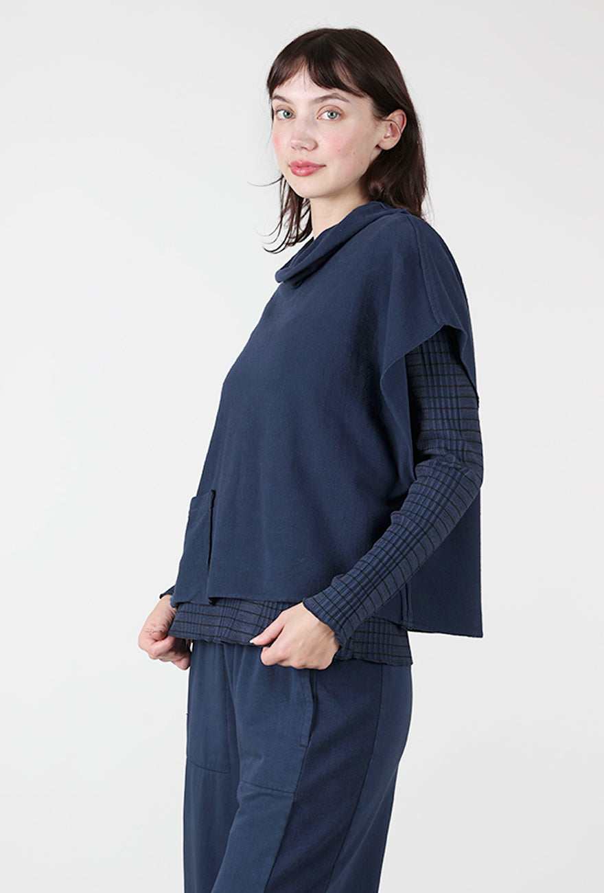 Fleece Cowl Topper, Denim Angle 2