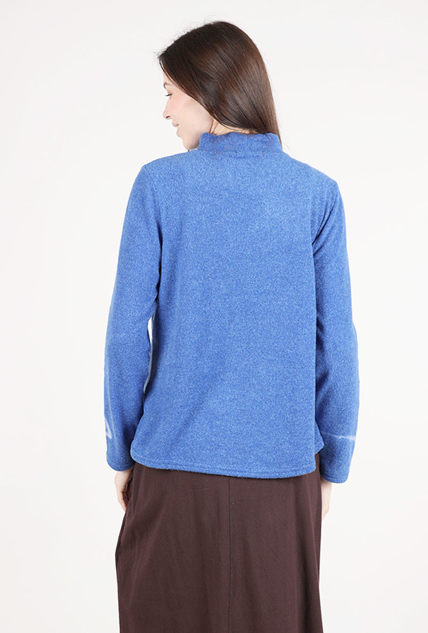 Trisha Tyler Felted Flower Pullover, Blue/Ivory 