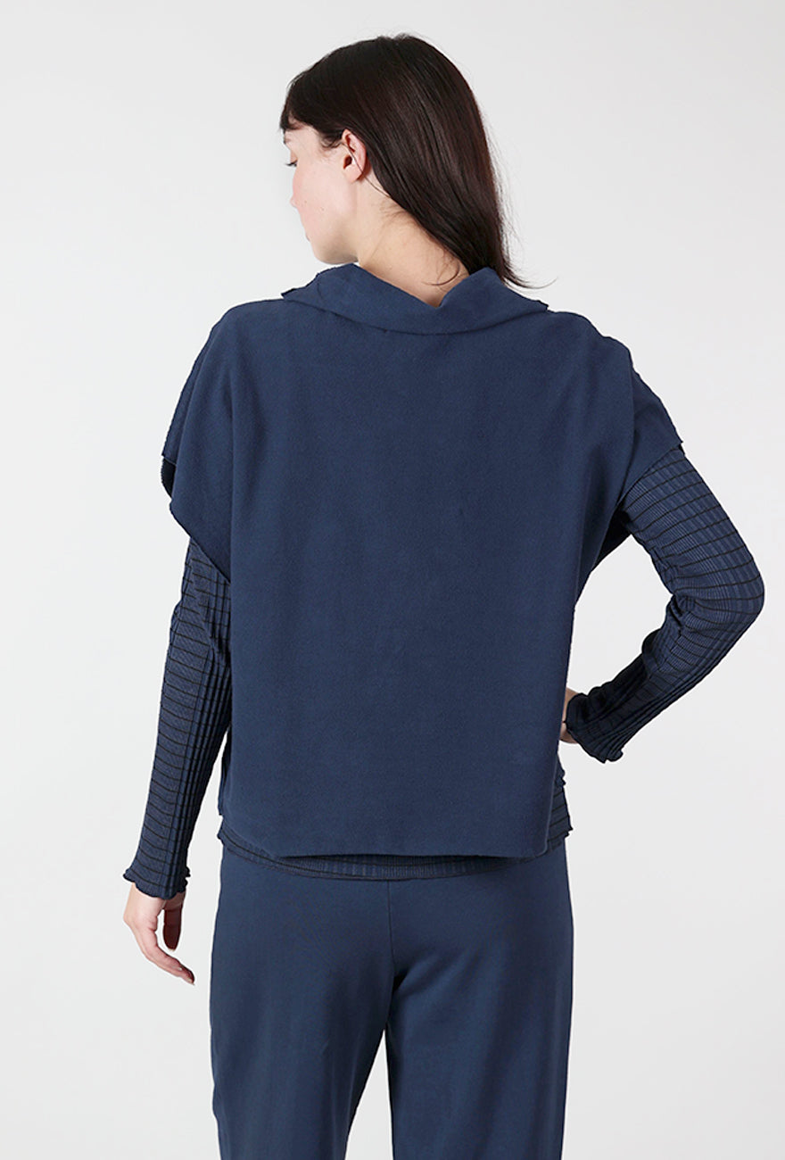 Fleece Cowl Topper, Denim Angle 3