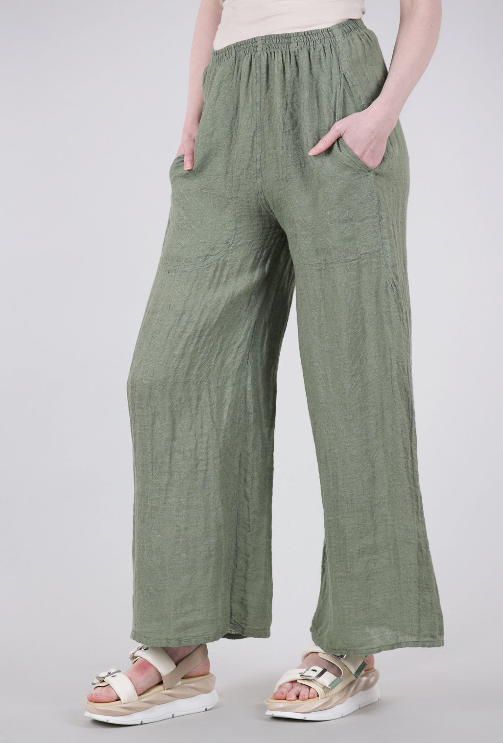 Eterea Linen Flow Pant, Olive 