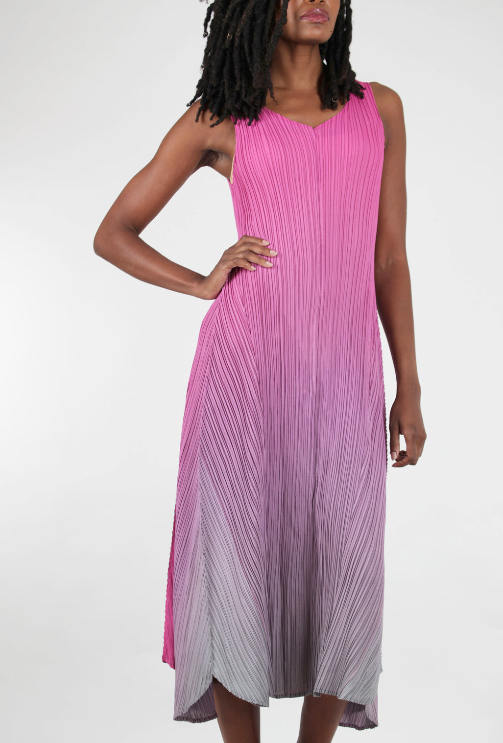 Alquema Long Estrella Dress, Fuchsia Ombre 