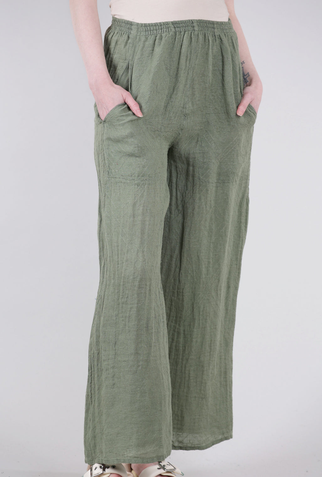 Eterea Linen Flow Pant, Olive 