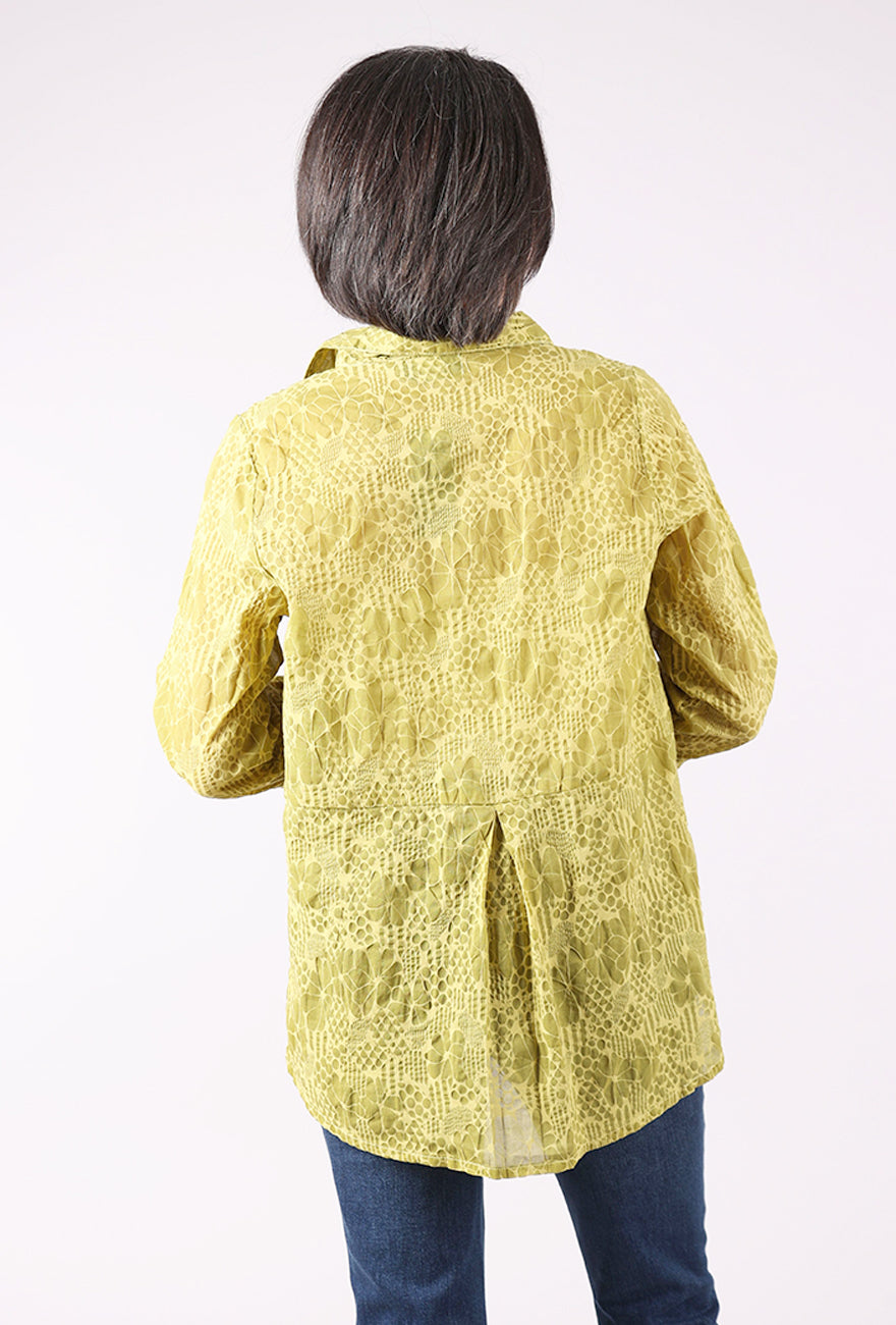 Fenini Burnout Cotton Shirt, Citron 