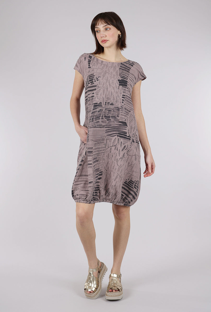 Grizas Print Linen Shift Dress, Mauve Print 