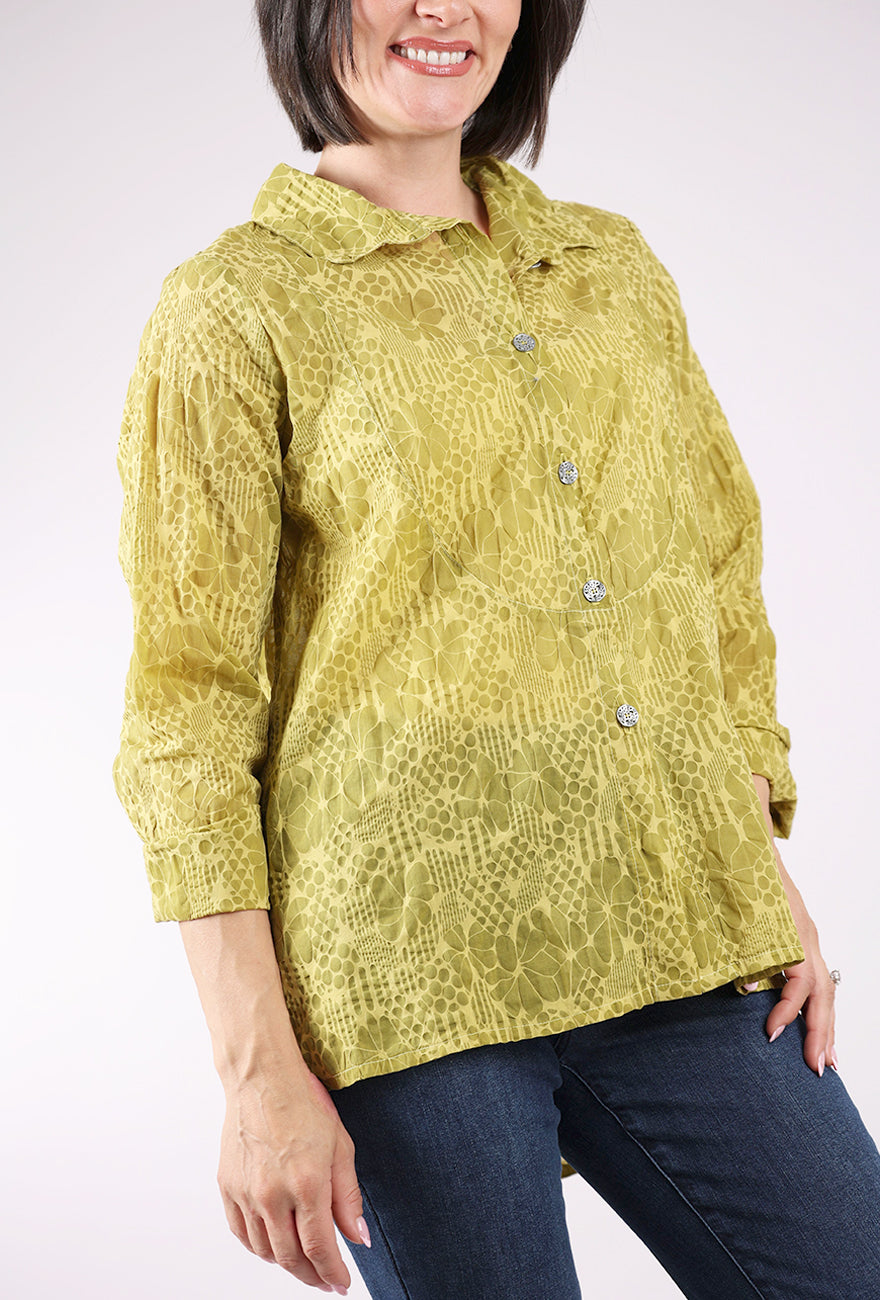 Fenini Burnout Cotton Shirt, Citron 
