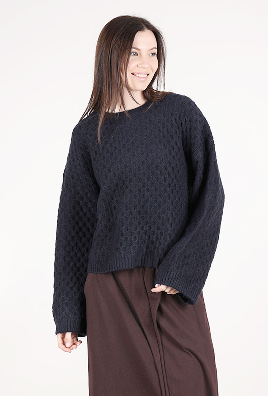 Grade & Gather Texture Check Sweater, Midnight 