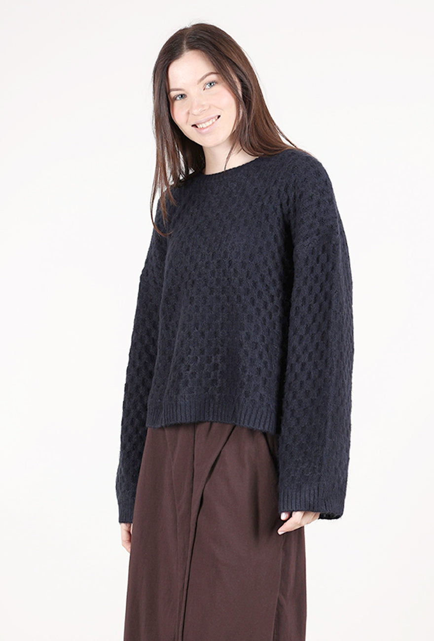 Grade & Gather Texture Check Sweater, Midnight 