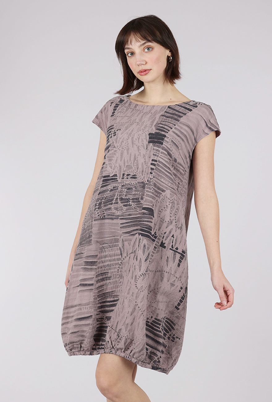 Grizas Print Linen Shift Dress, Mauve Print 