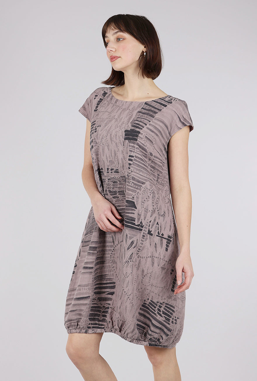 Grizas Print Linen Shift Dress, Mauve Print 