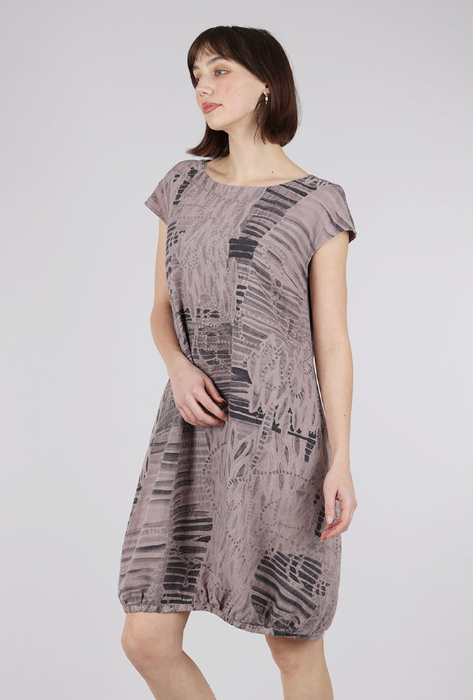 Grizas Print Linen Shift Dress, Mauve Print 