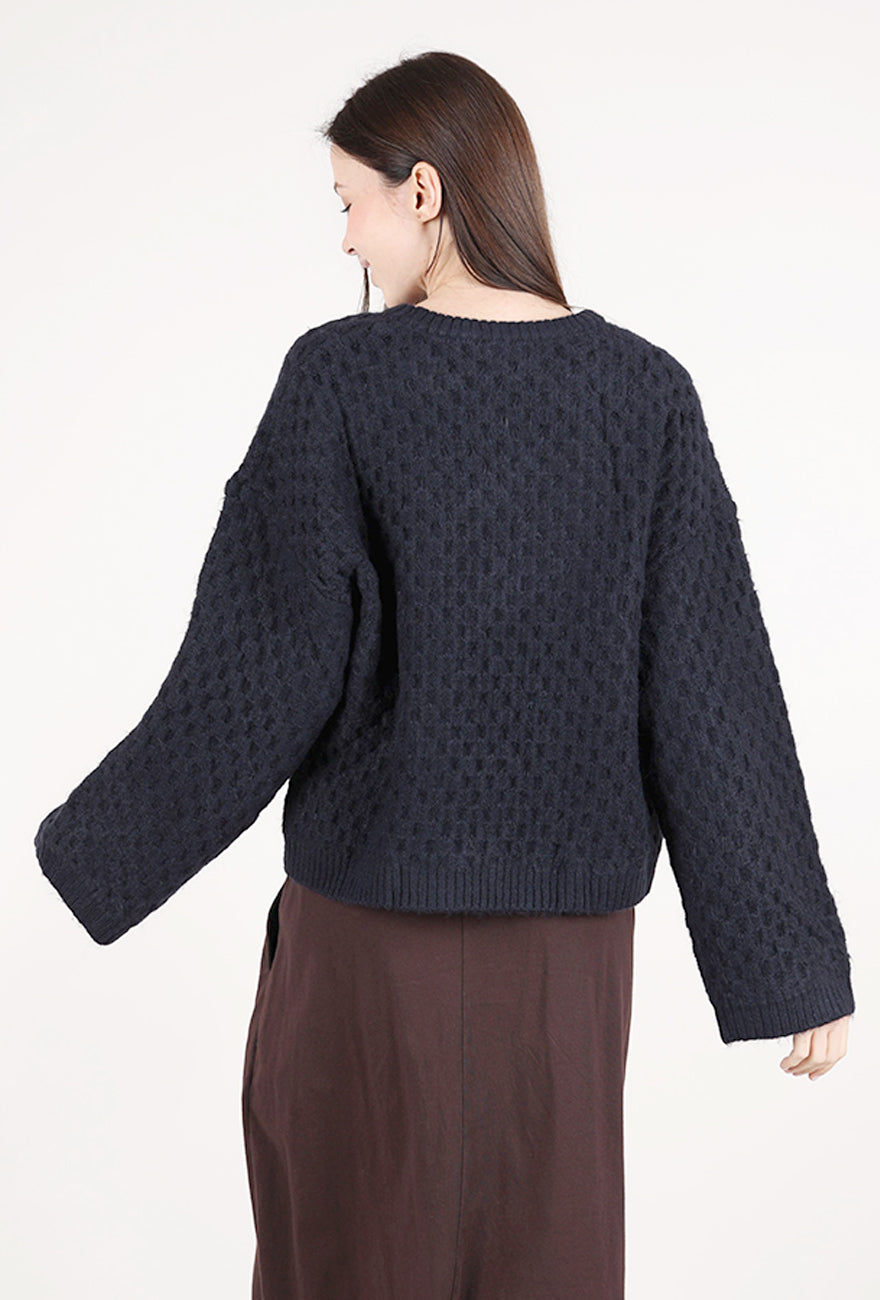 Grade & Gather Texture Check Sweater, Midnight 