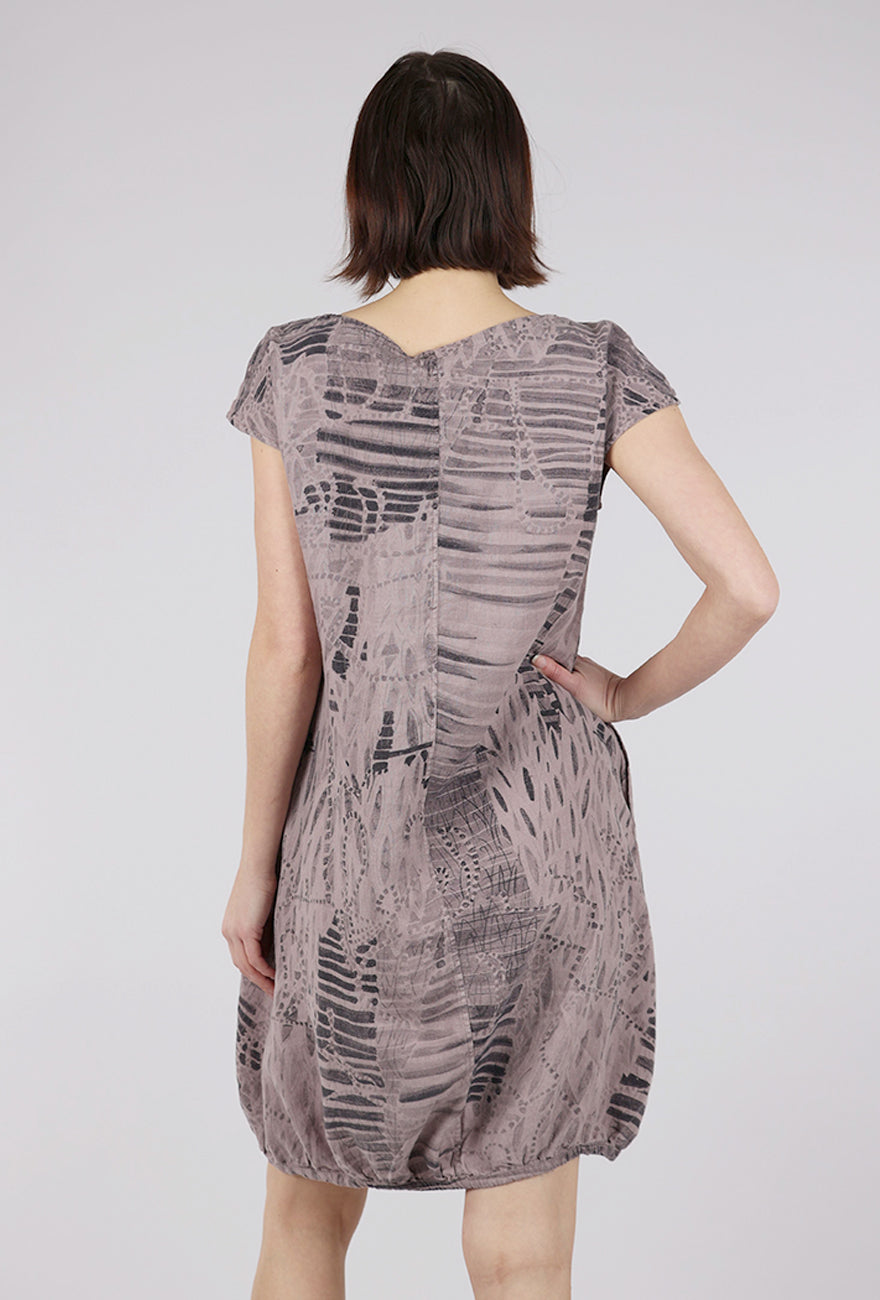 Grizas Print Linen Shift Dress, Mauve Print 