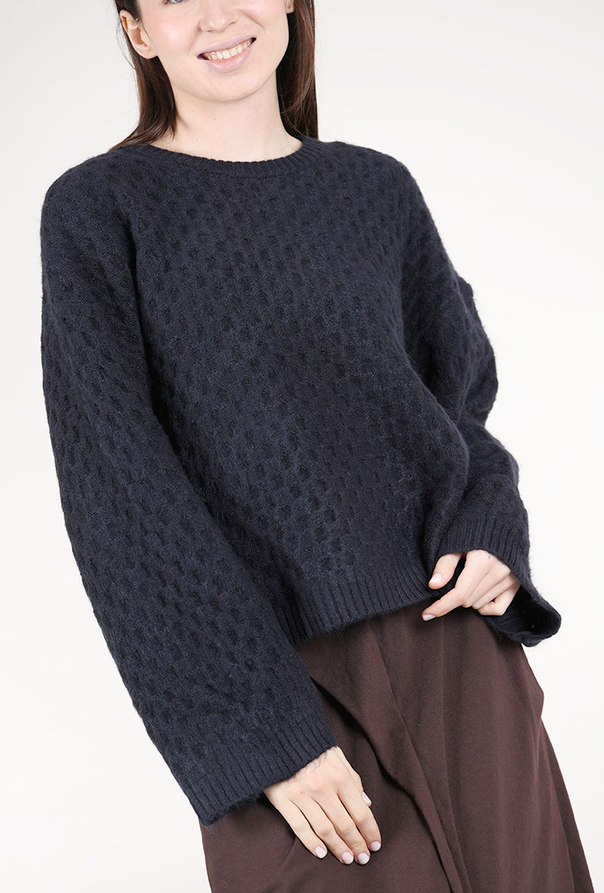 Grade & Gather Texture Check Sweater, Midnight 