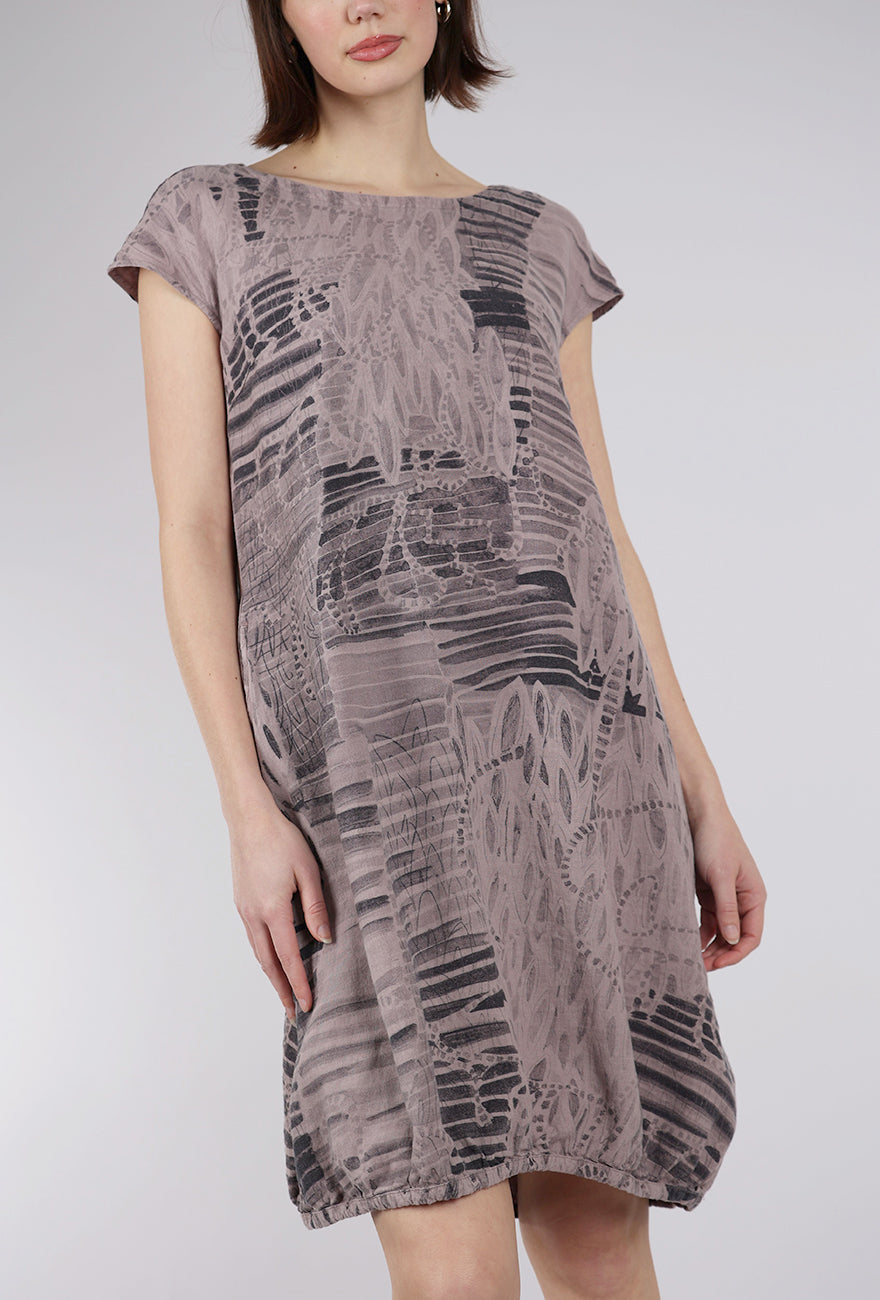 Grizas Print Linen Shift Dress, Mauve Print 