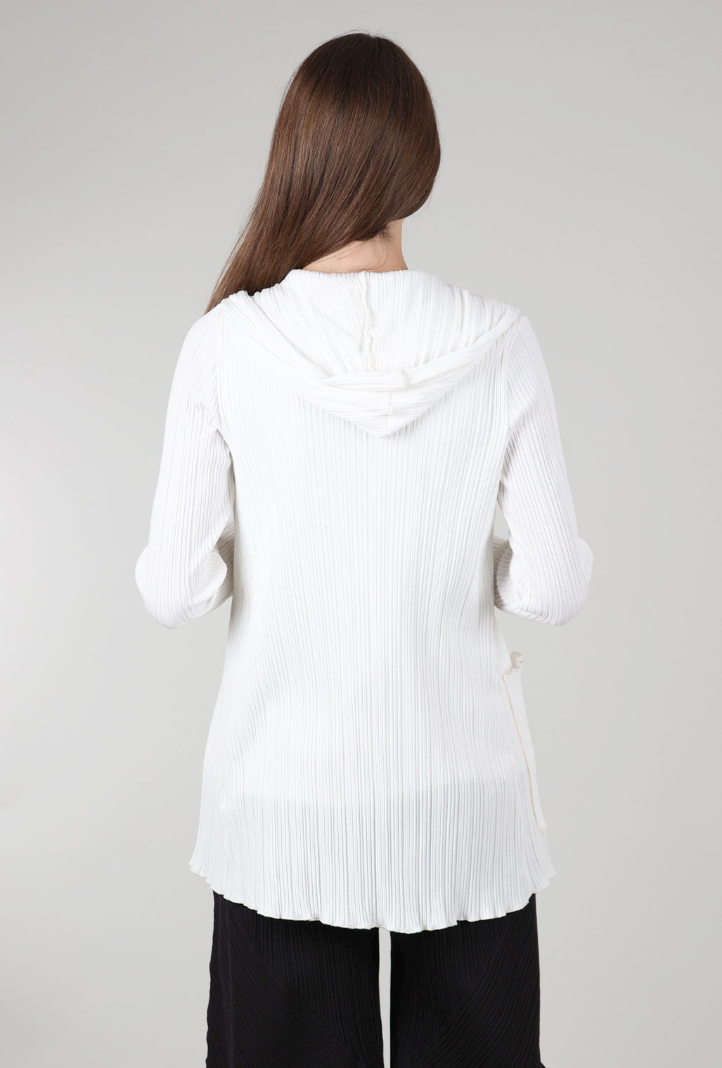 Fenini Micropleat Hooded Cardie, Off-White 