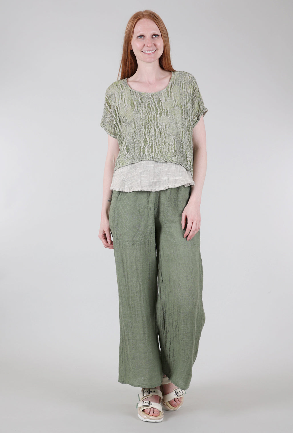 Eterea Linen Flow Pant, Olive 