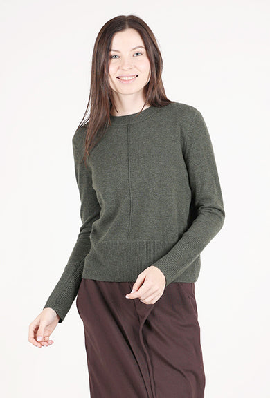 Kinross Cashmere Exposed Seam Crew, Loden 