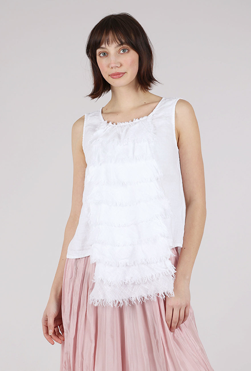 Grizas Ruffle Cascade Tank, White 