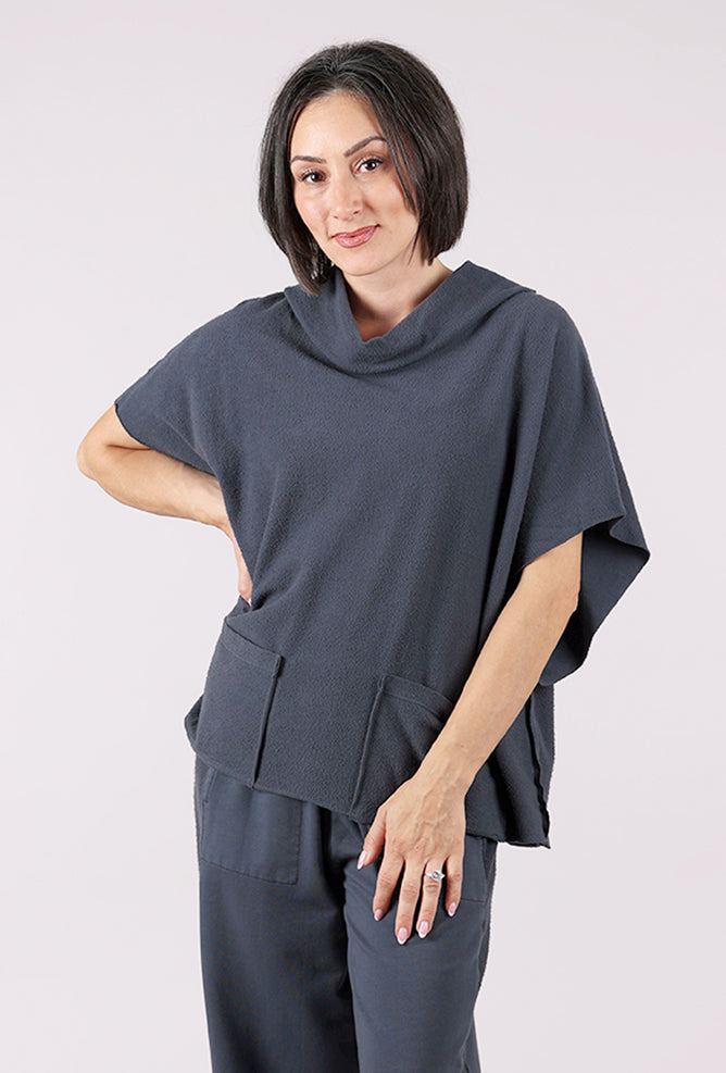 Fenini Fleece Pullover Topper Vest, Charcoal 