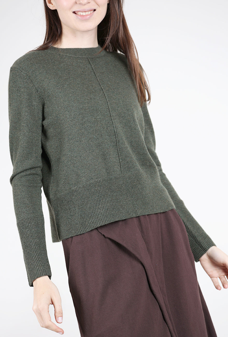 Kinross Cashmere Exposed Seam Crew, Loden 