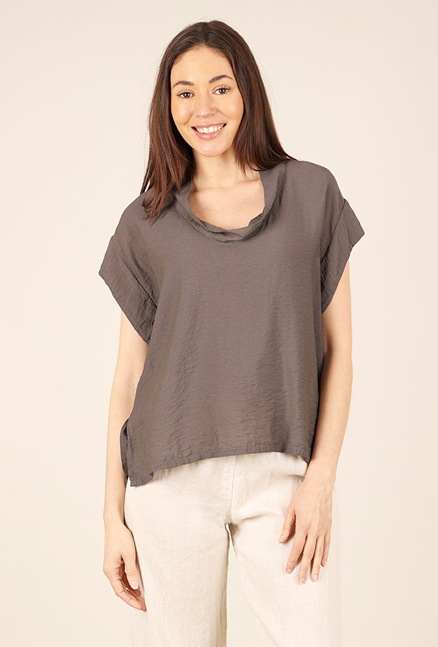 Cut Loose Parachute Cowl Top, Anthracite 