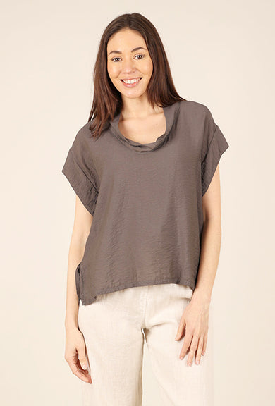 Cut Loose Parachute Cowl Top, Anthracite 
