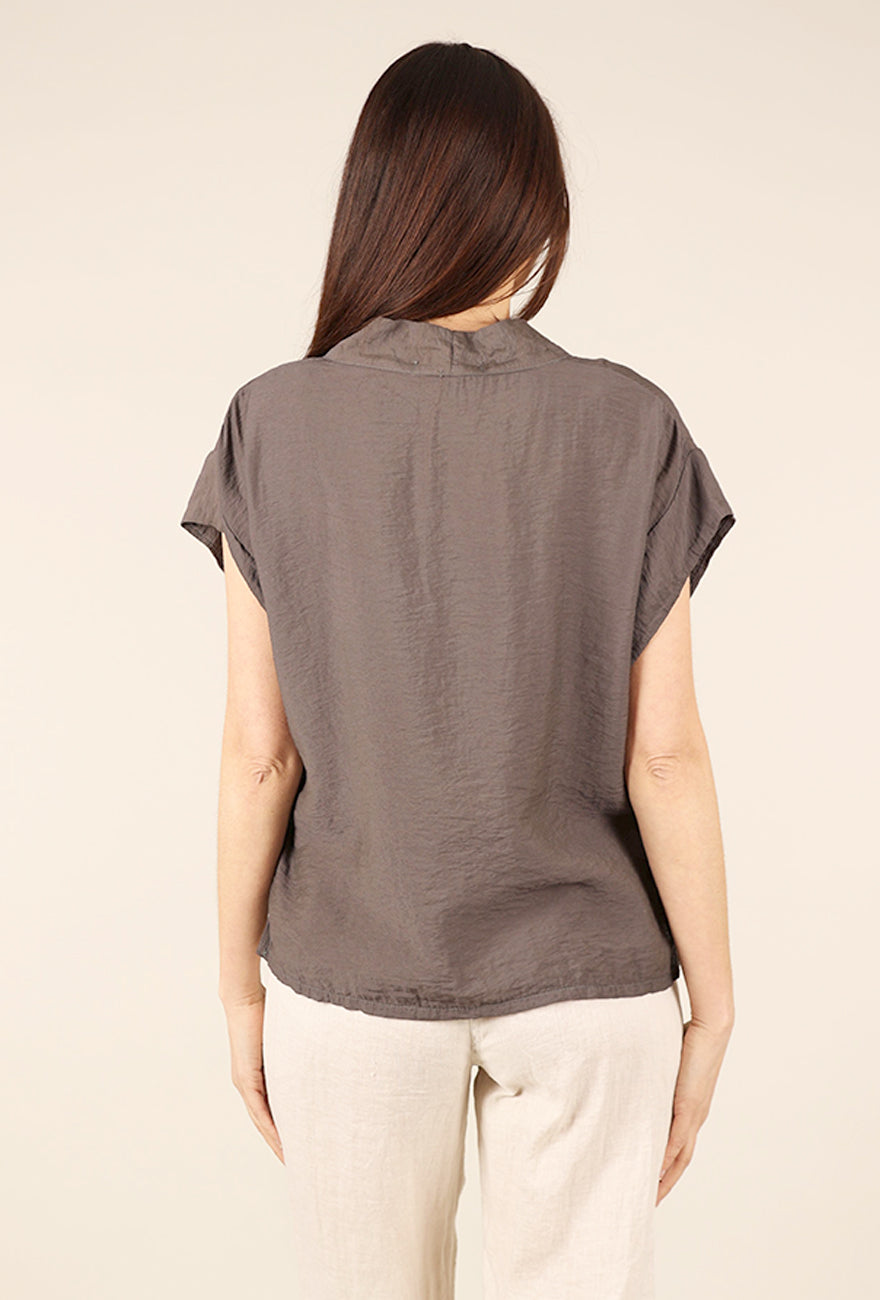 Cut Loose Parachute Cowl Top, Anthracite 