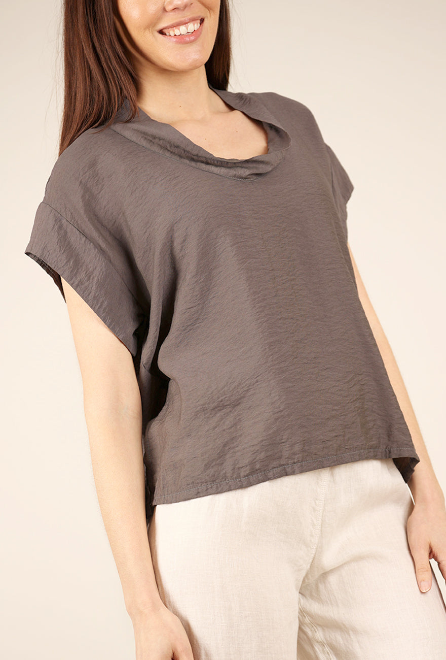 Cut Loose Parachute Cowl Top, Anthracite 