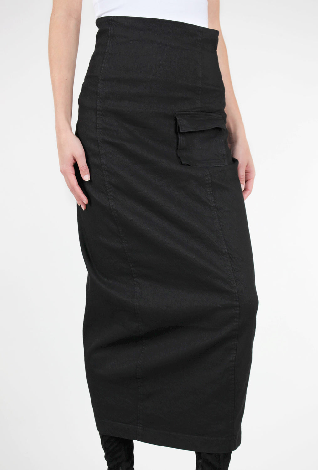 Rundholz Texture Twill Roll Waist Skirt, Black 