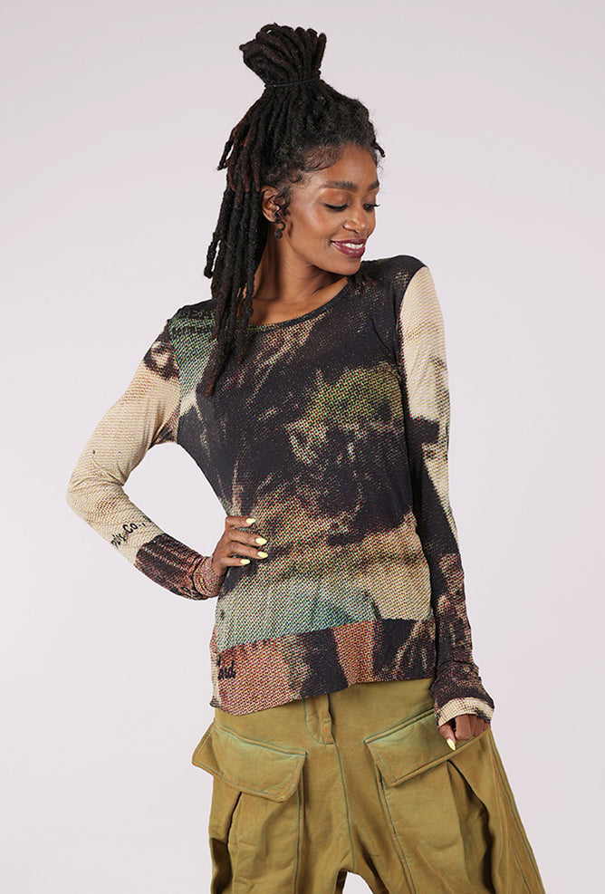 Rundholz Slippery Moire Top, Bermuda Print 