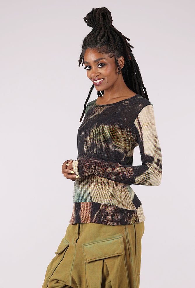 Rundholz Slippery Moire Top, Bermuda Print 