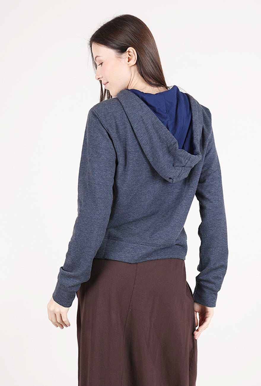 Mododoc L/S Cropped Hoodie, Vibrant Navy 