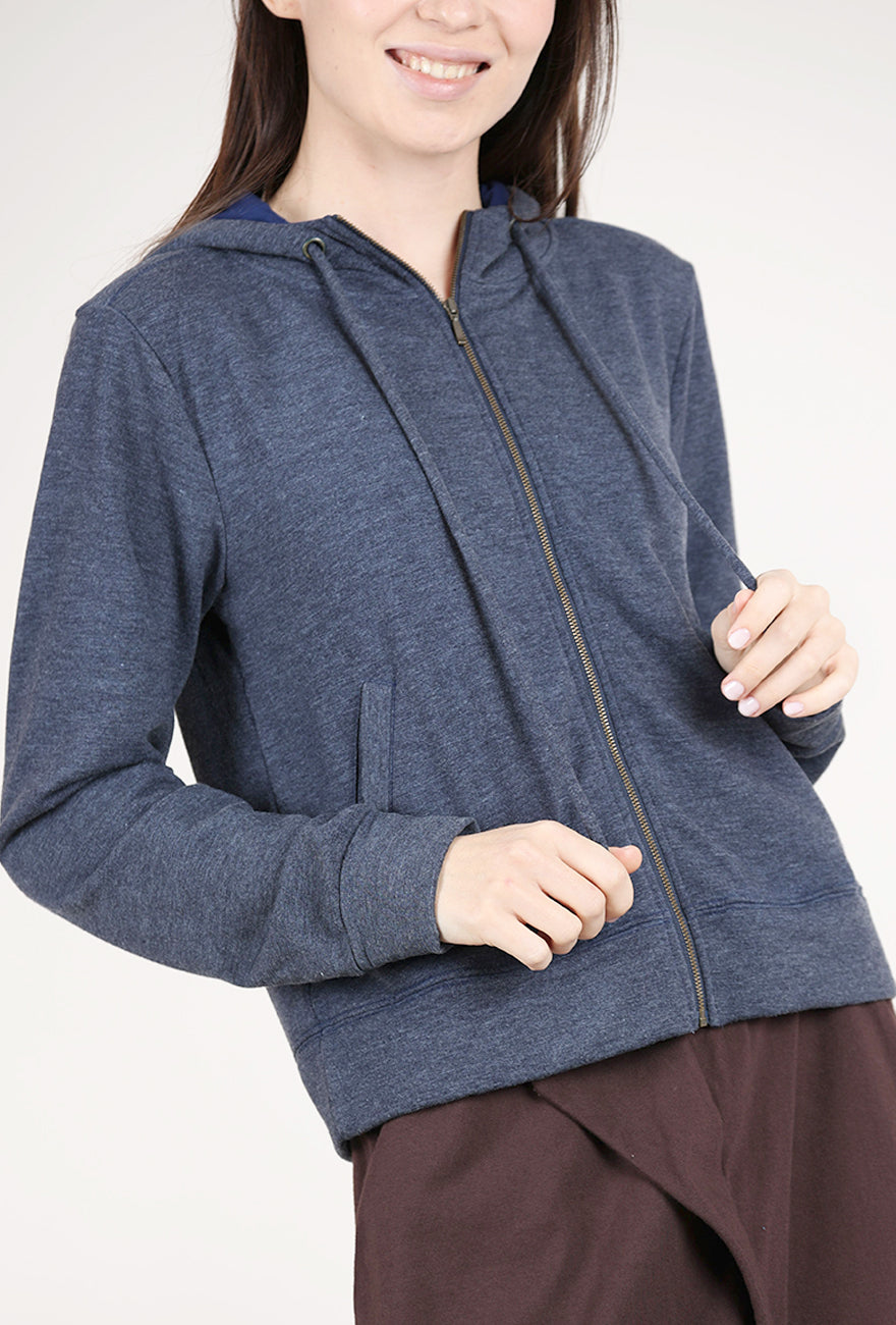 Mododoc L/S Cropped Hoodie, Vibrant Navy 