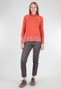 Kinross Cashmere Plaited Funnel Sweater, Lobster/Dune 