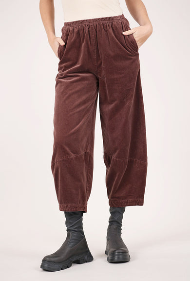 Cut Loose Cotton Velvet Lantern Pant, Cola 