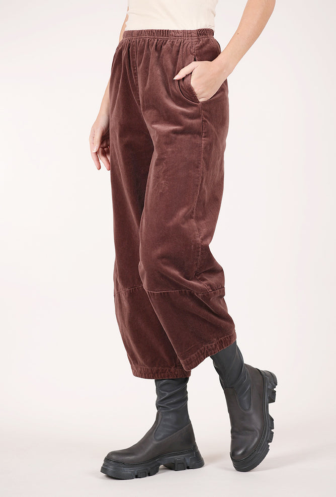 Cut Loose Cotton Velvet Lantern Pant, Cola 