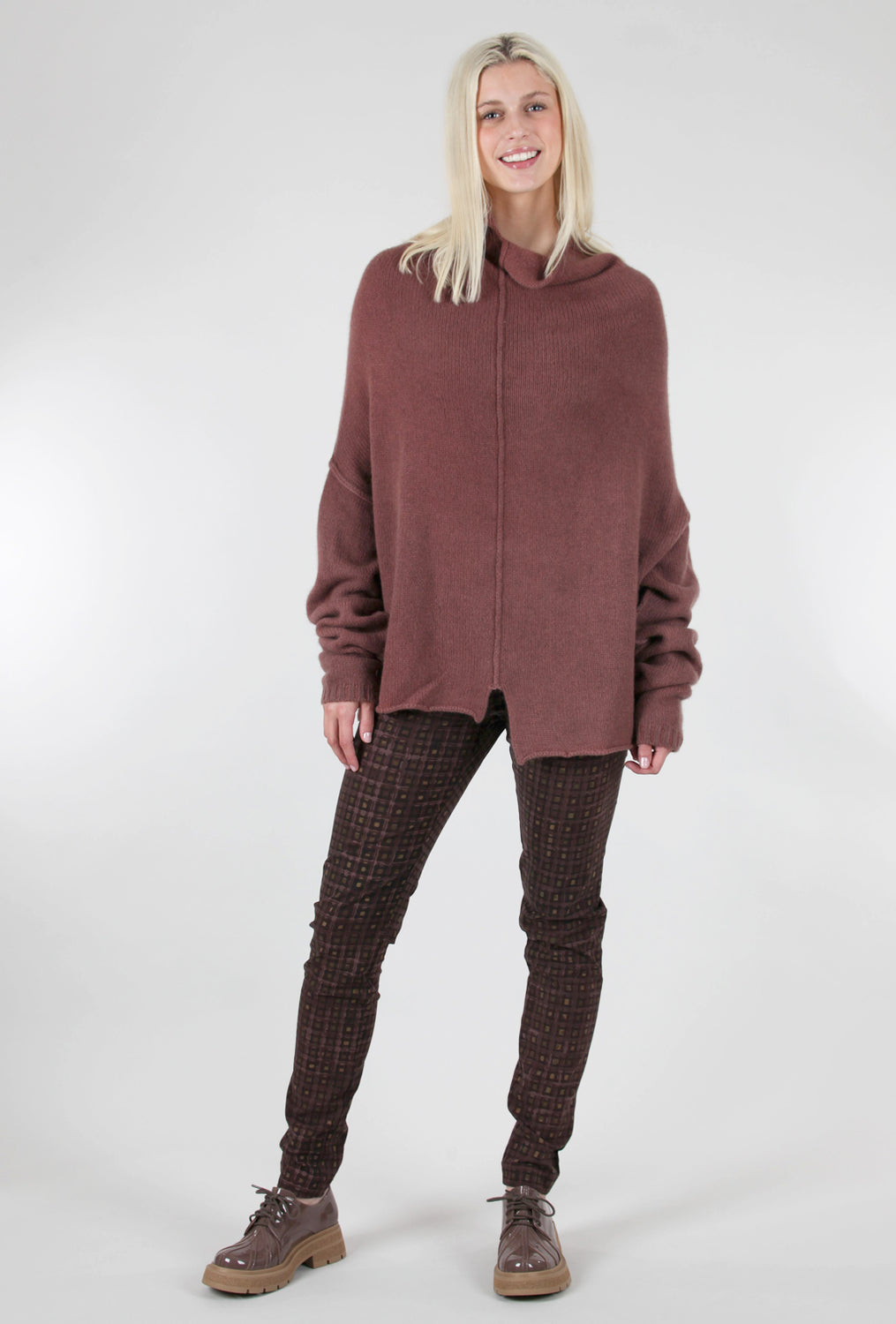 Rundholz Asymmetric Swing Cashmere Pullover, Rust Cloud 