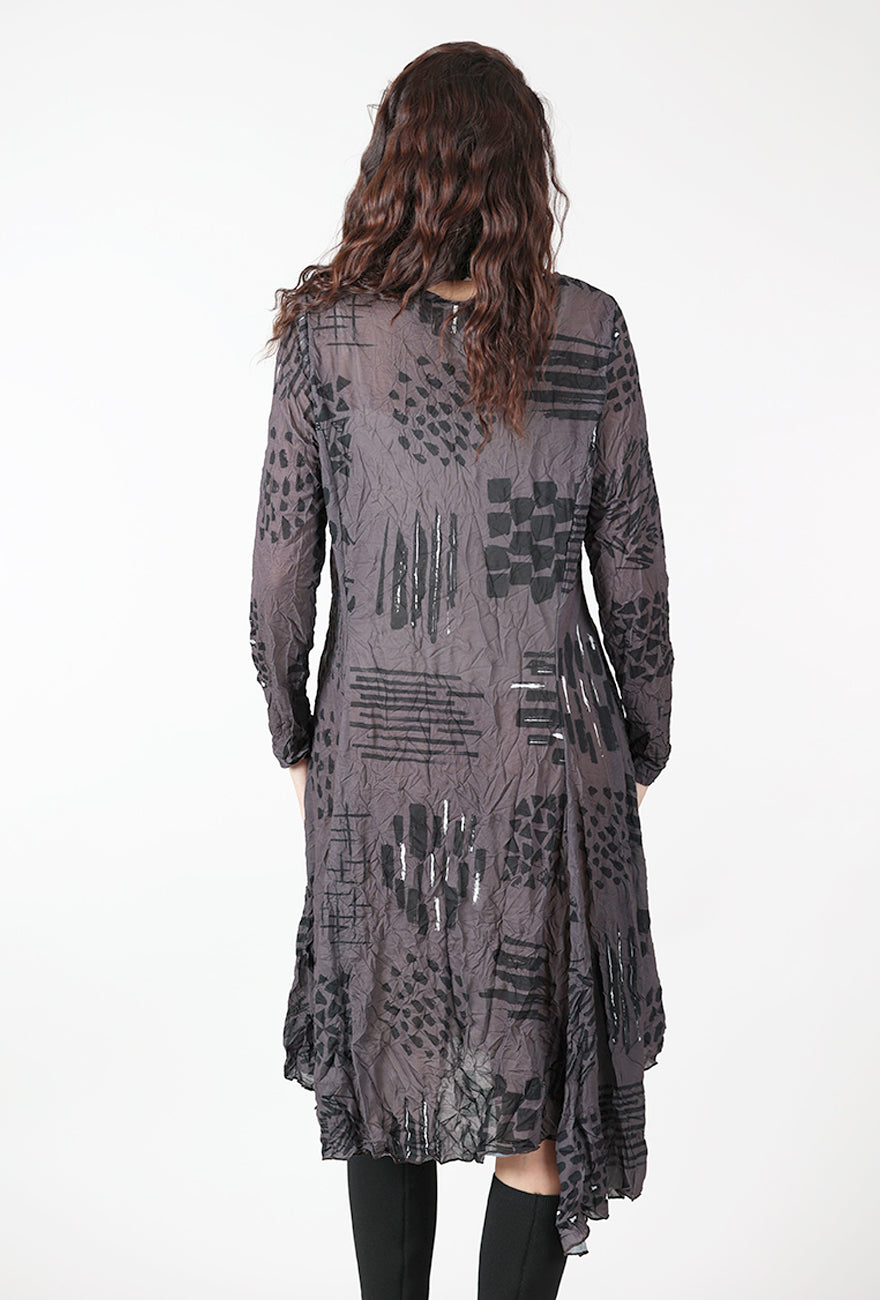 Crinkle Cowl Dress, Brown/Black