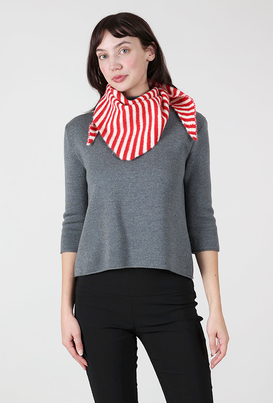 Striped Triangle Scarf, Red/White