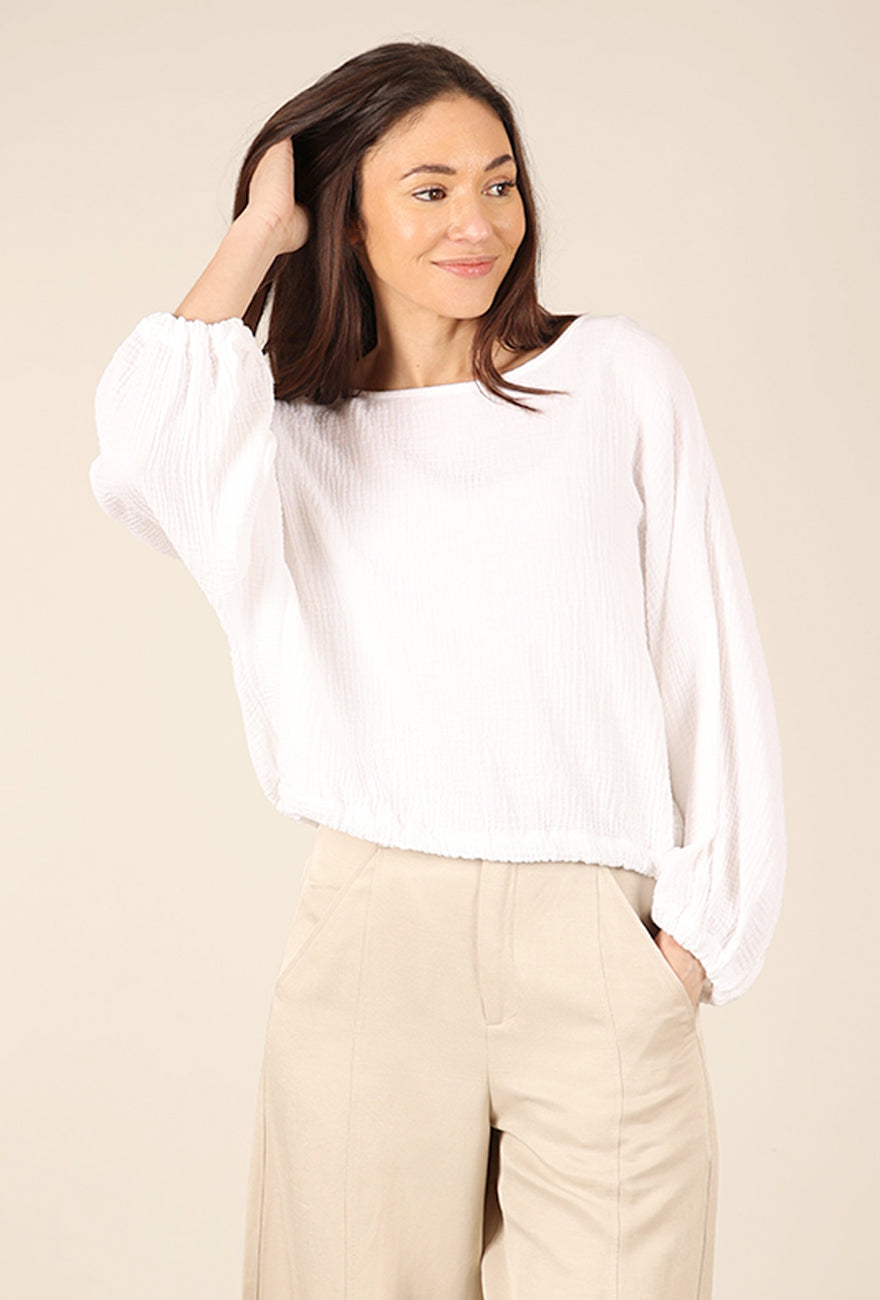 Bryn Walker Cotton Gauze Gianna Shirt, White 