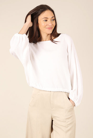 Bryn Walker Cotton Gauze Gianna Shirt, White 