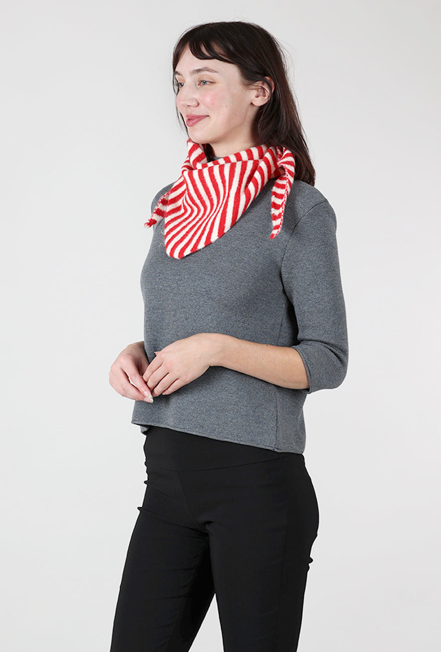 Striped Triangle Scarf, Red/White Angle 2