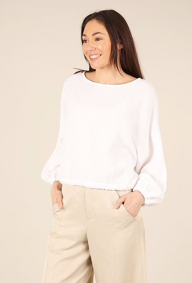 Bryn Walker Cotton Gauze Gianna Shirt, White 