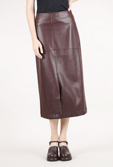 Grade & Gather Vegan Leather Lottie Skirt, Plum Wine 