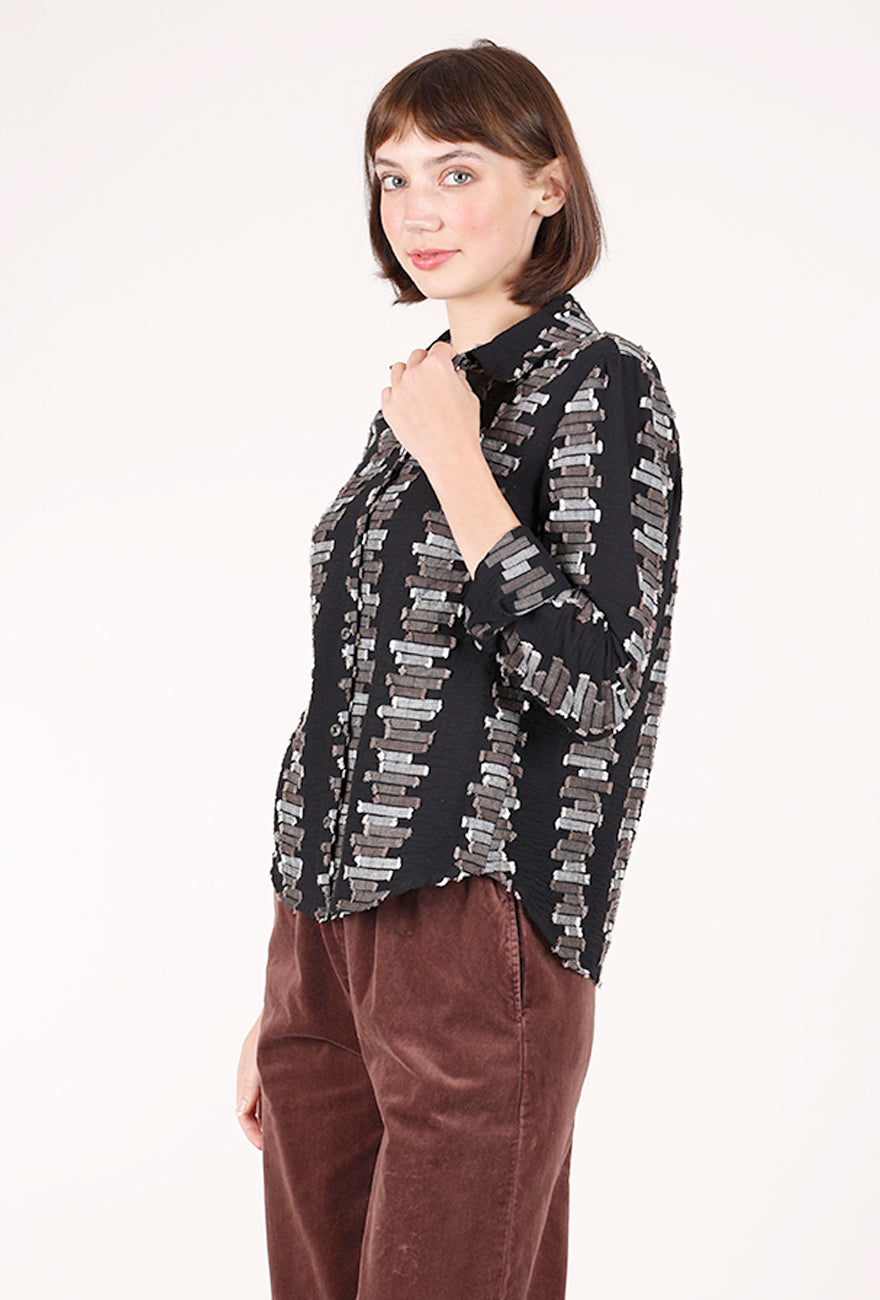 Habitat Embroidered Shaped Hem Shirt, Black 