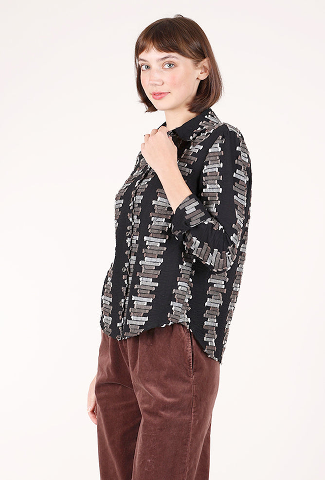 Habitat Embroidered Shaped Hem Shirt, Black 