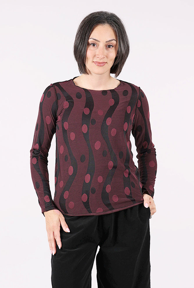 Cut Loose Dot Jacquard Pearl Edge Tee, Cinnabark 